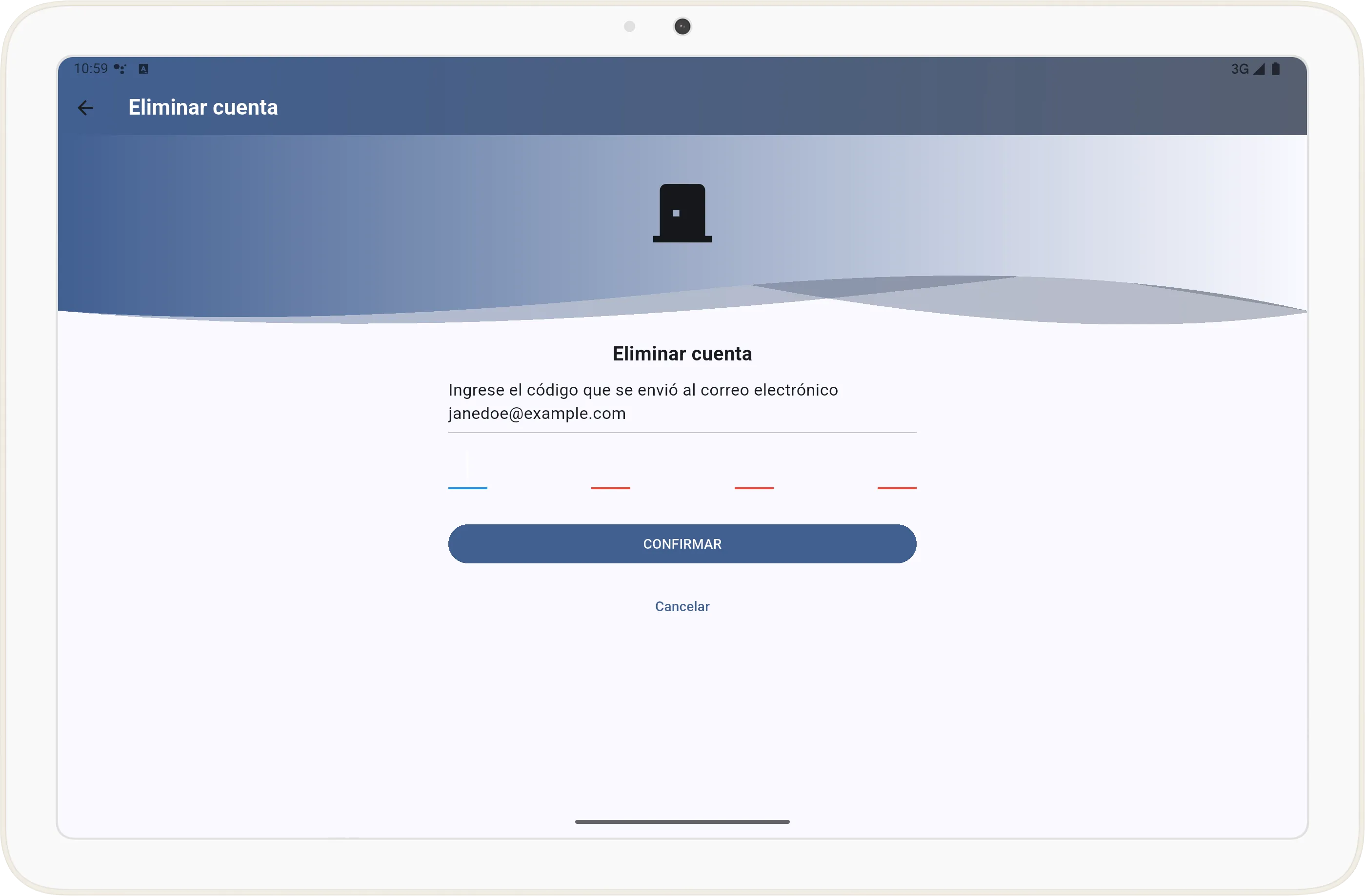 Confirmación de eliminación de cuenta