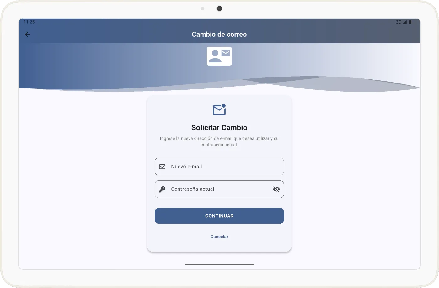 Formulario de cambio de correo