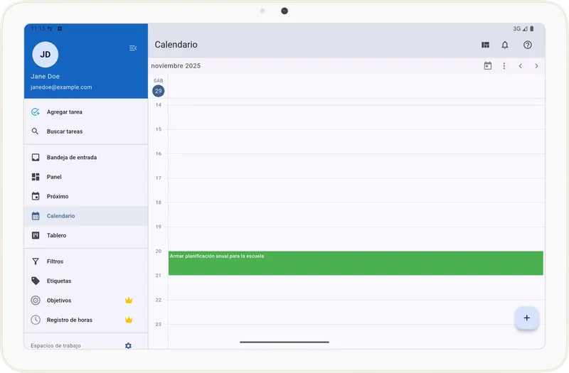 Pantalla de vista Día