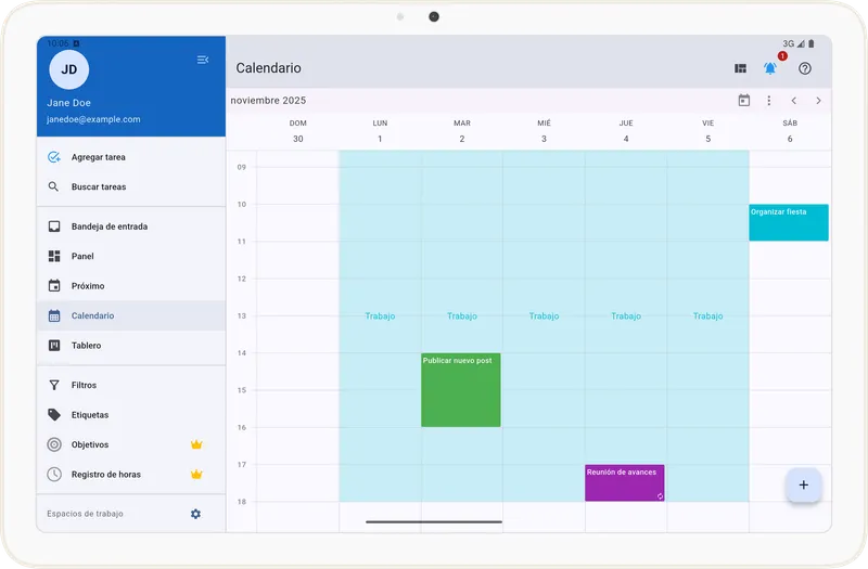 Calendario con contextos