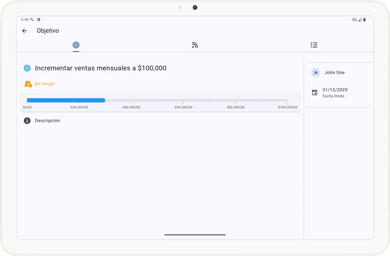 Detalle de objetivo en Tarea Cero