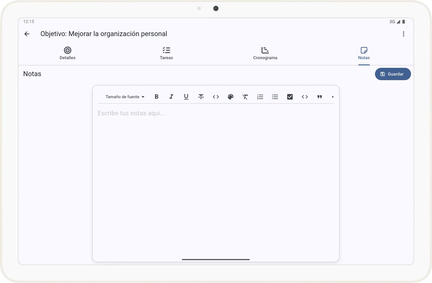 Notas del objetivo