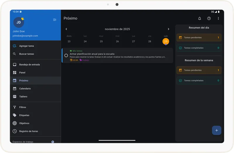 Tarea Cero en modo oscuro