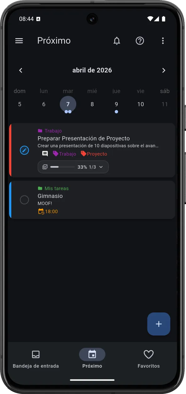 Tarea Cero en modo oscuro