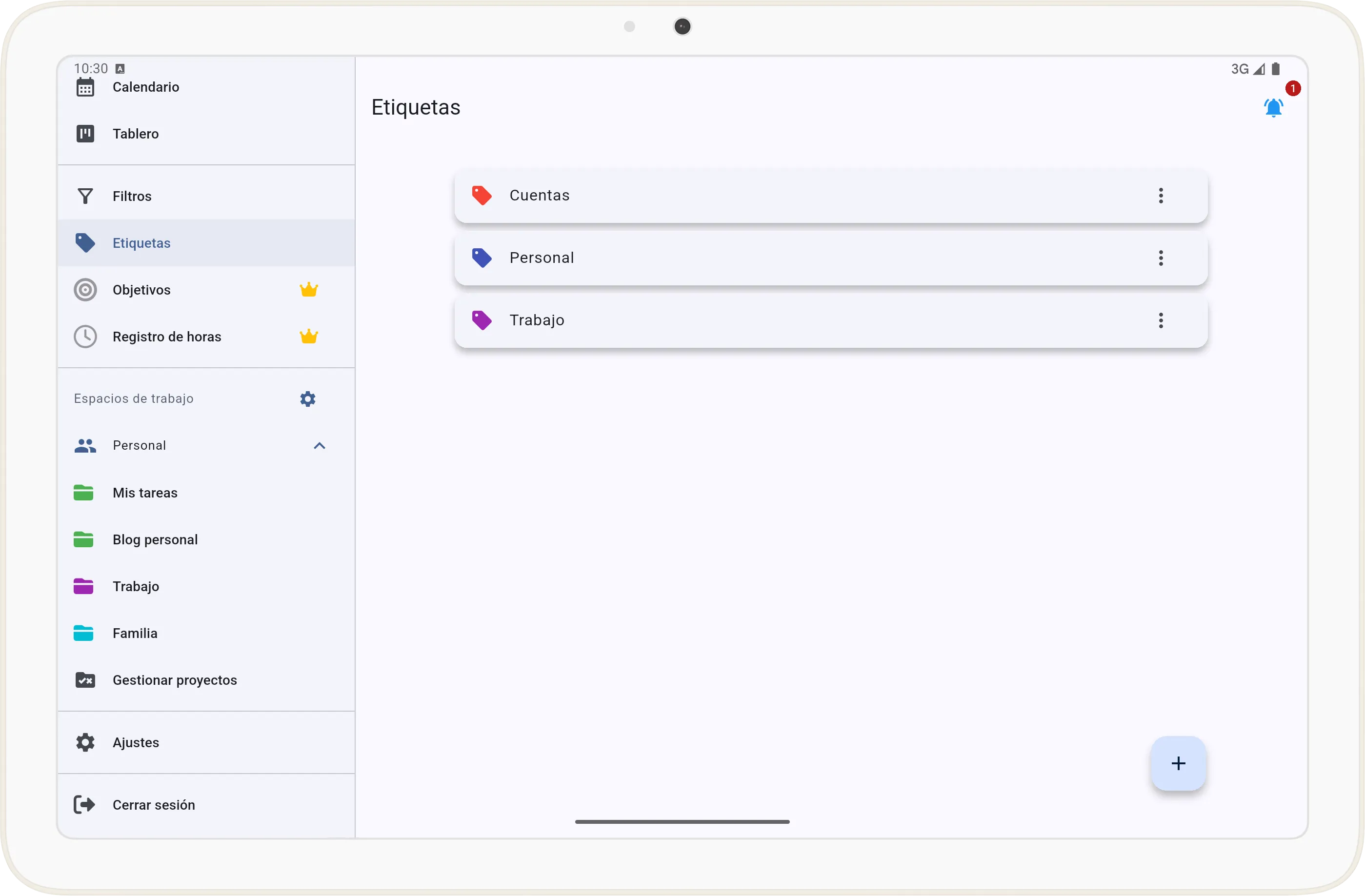 Gestión de etiquetas en Tarea Cero