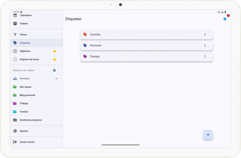 Listado de etiquetas en Tarea Cero