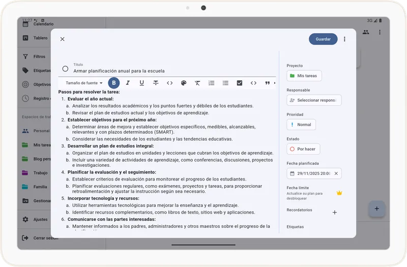 Editar detalles de la tarea