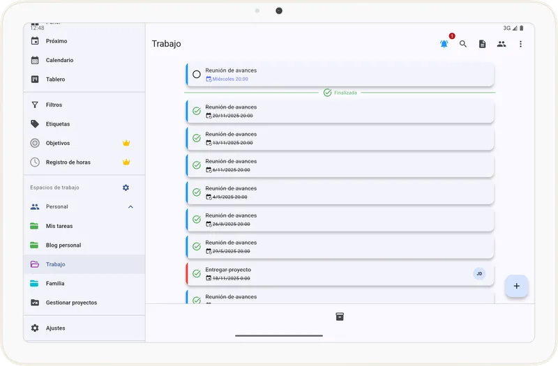 Listado de tareas del proyecto