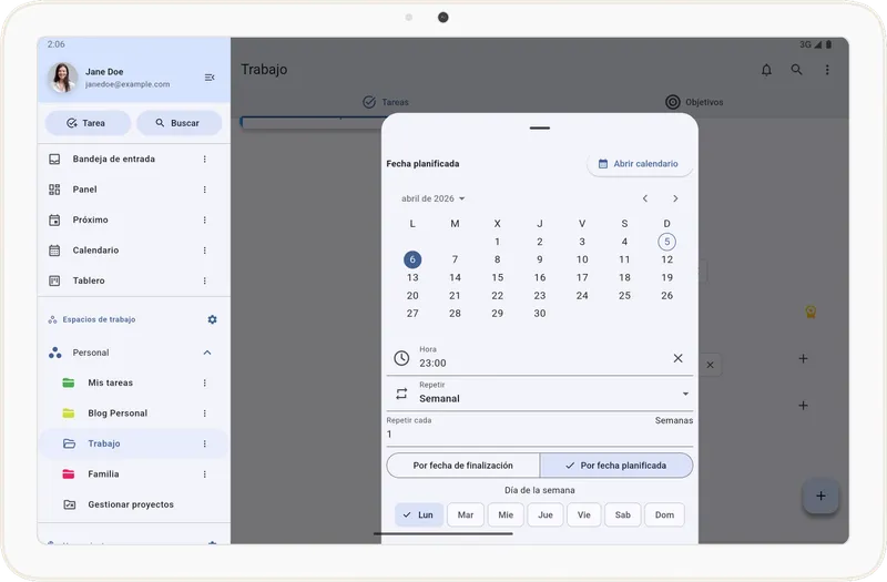 Configuración de tarea recurrente
