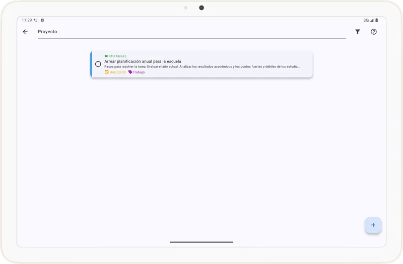 Pantalla de búsqueda de tareas