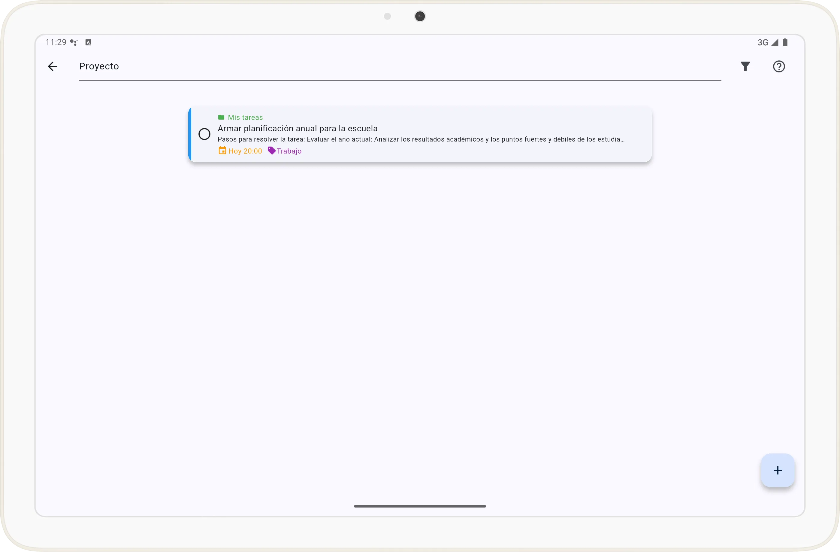 Pantalla de búsqueda de tareas