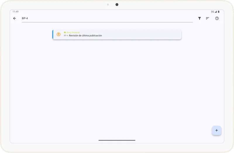 Pantalla de listado de tareas