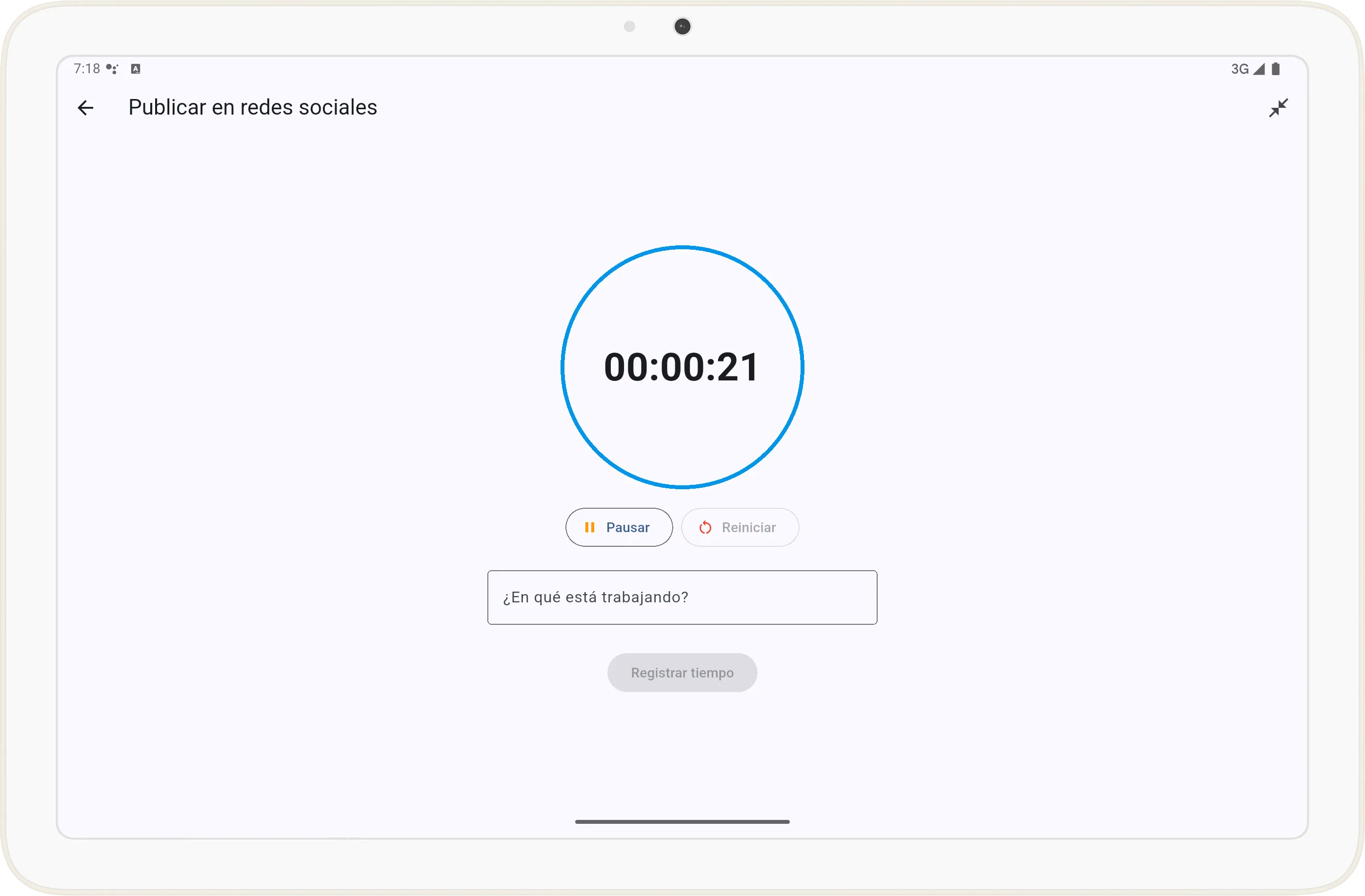 Cronómetro en pantalla completa