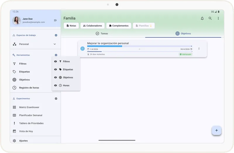 Configurar las herramientas del menú en Tarea Cero