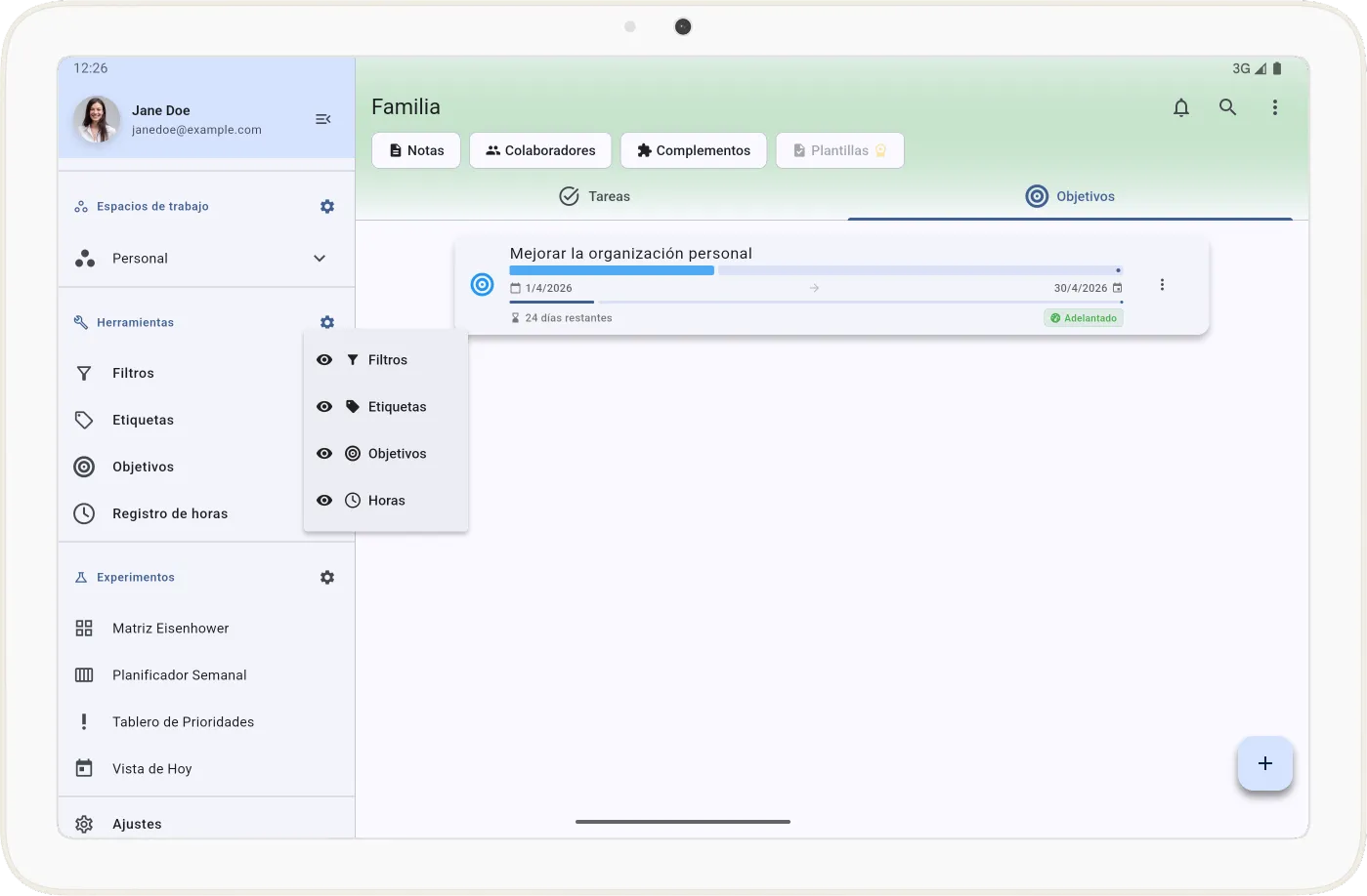 Configurar las herramientas del menú en Tarea Cero